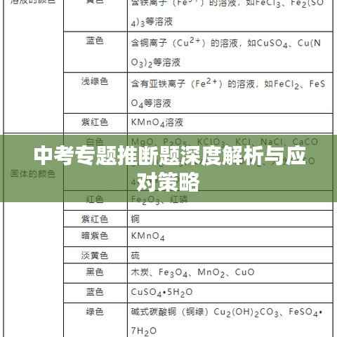 中考專題推斷題深度解析與應對策略