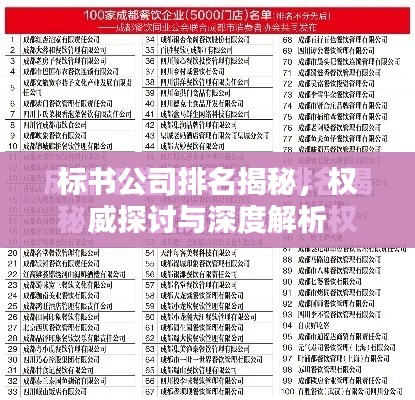 標書公司排名揭秘，權威探討與深度解析